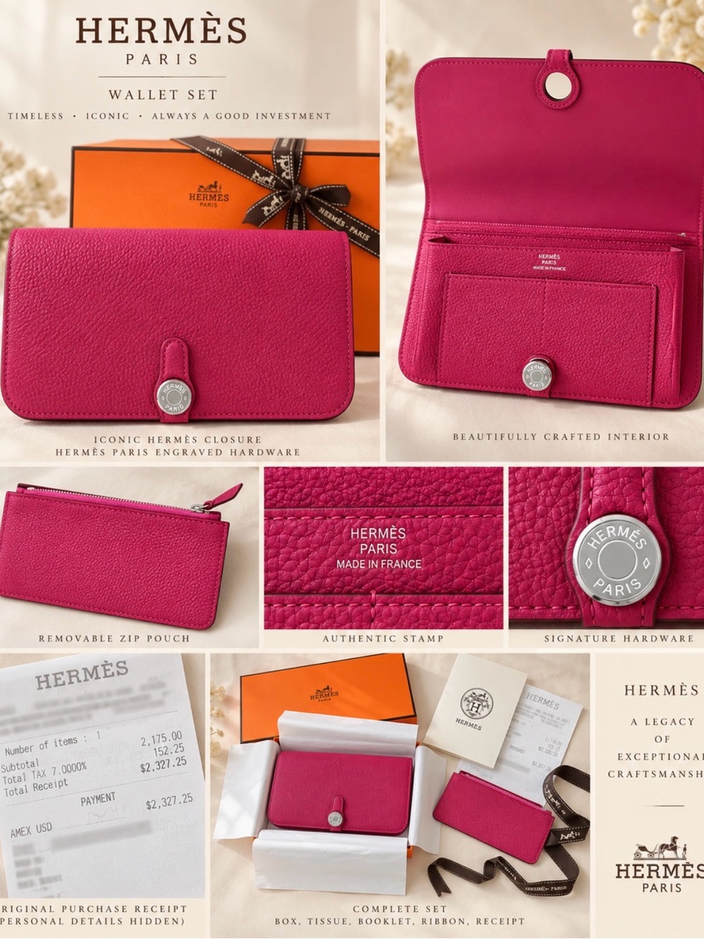 Pink Leather Wallet Set - Fuchsia Women's Accessory